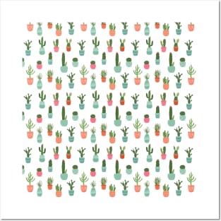 Desert Cactus Garden - Succulents and Cacti Pattern - Cute Potted Plants Posters and Art